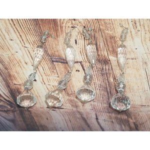 Acrylic Christmas Tree Ornaments Sparkle Glitter Pretty Lot of 4